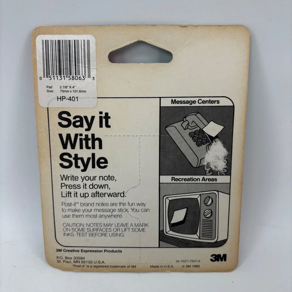 Vintage 1990 Post-it Note Pad A Note From DAD 3M Retro Stationery 40 Sheets